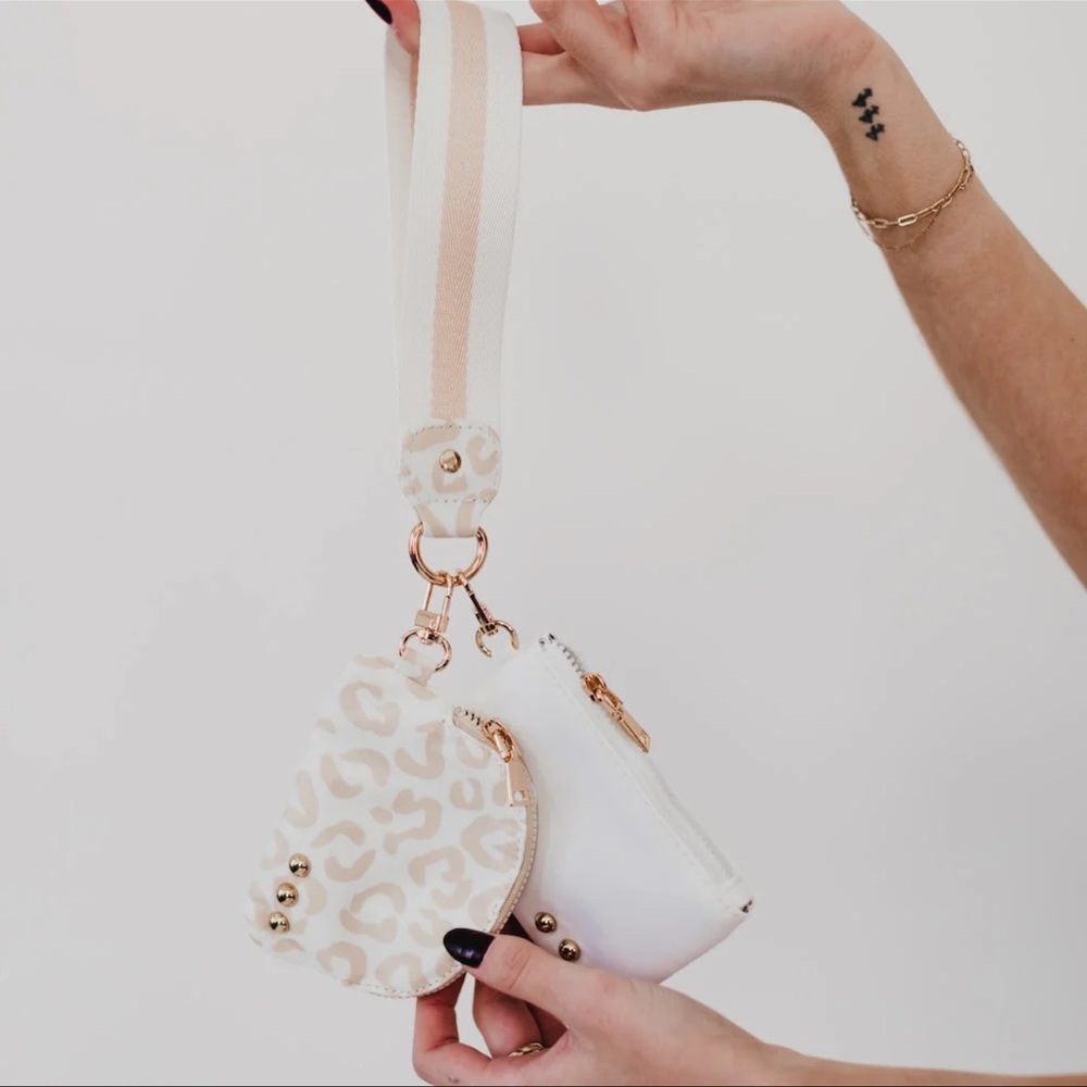 NWT dual leopard wristlet